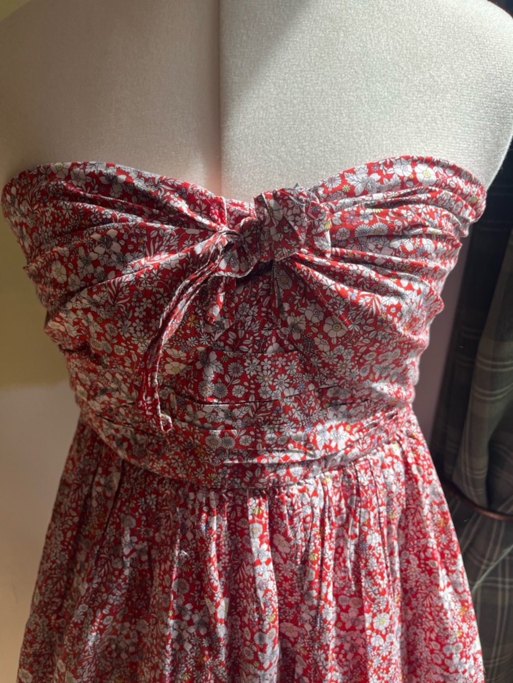 Strapless J. Crew Red Floral Sundress - Picture 3 of 8